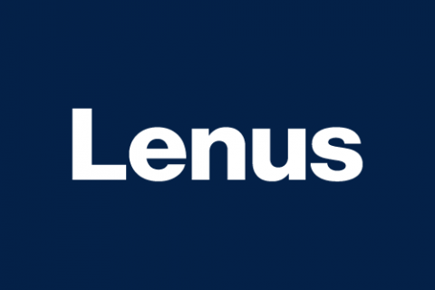 Lenus logo in blue and white