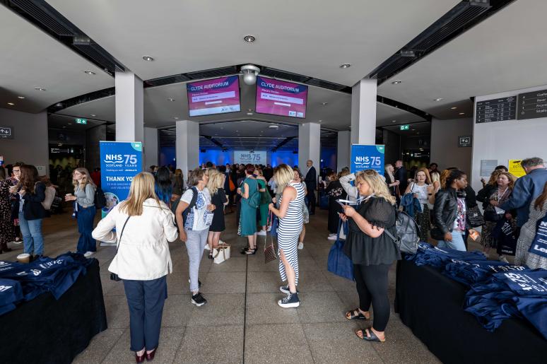 Event attendees entering the building 